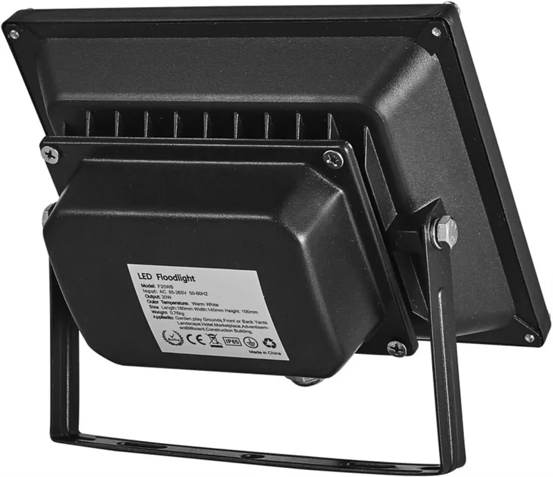 20W LED Flood Light Emitting 3000K Warm White Glow With Rock Solid 180 Degree Adjustable Bracket Ideal For Backyards Patios Or Garages Boasting No Sweat Setup And Heavy Duty Design For Smooth Outdoor Lighting That Really Packs A Punch