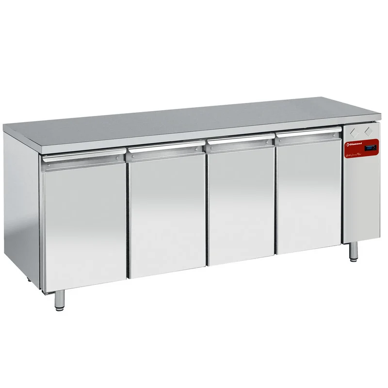 Profi Kühltisch Edelstahl , 262 cm Arbeitsfläche , Umluftkühlung, TS4N/H_2XK1/2-H