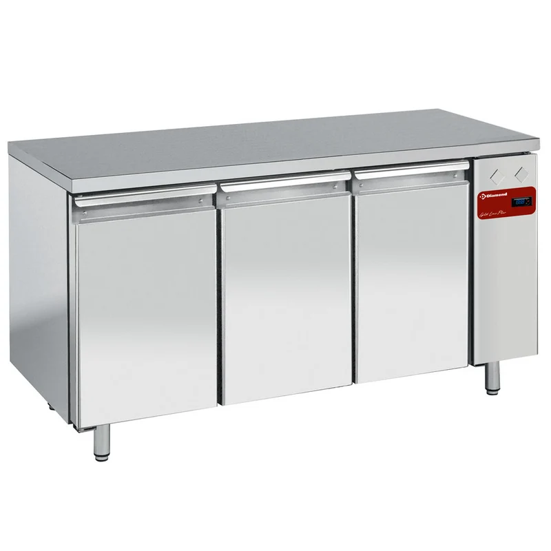 Profi Umluft-Kühltisch EN 600x400 , 120 cm breit , Edelstahl mit Befeuchtung, TS3N/H_3XK1/2-H