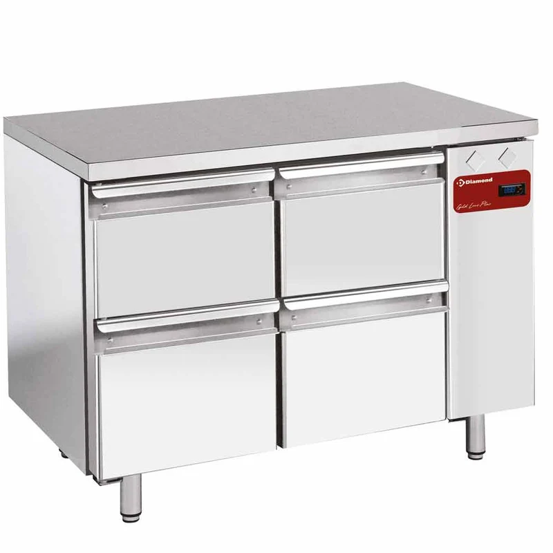 Profi Kühltisch aus Edelstahl , 900 mm , GN 1/1 mit Umluftkühlung, TS2N/H_2XK1/2-H