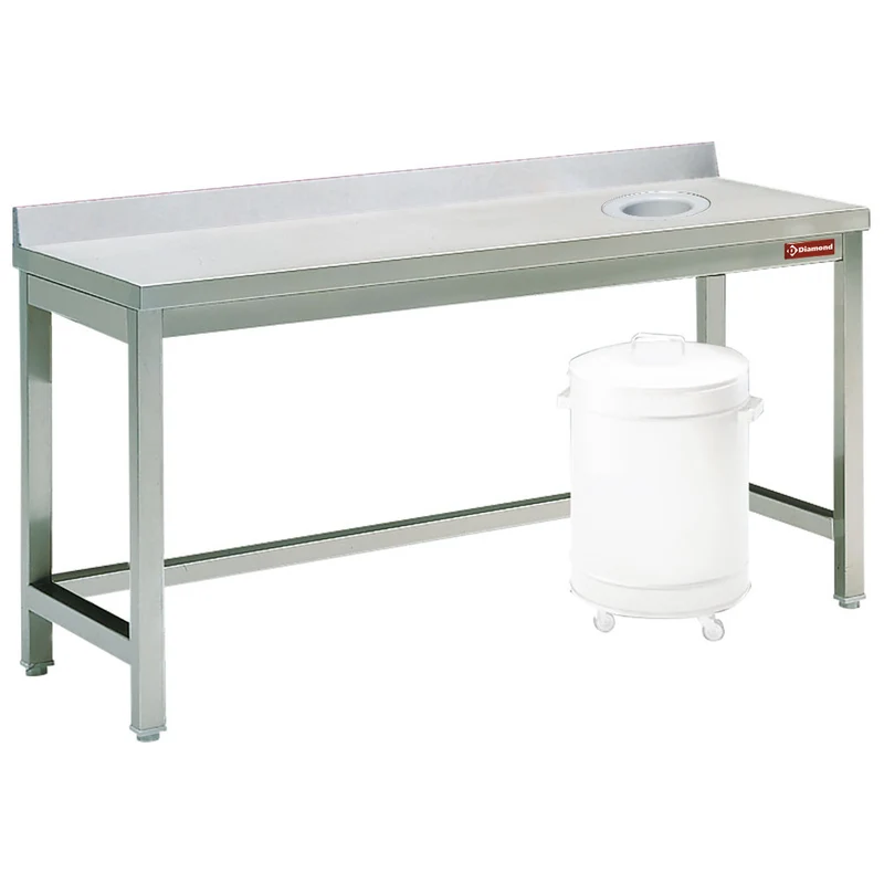 Edelstahl Arbeitstisch mit Aufkantung & Abwurfschacht , 1000x700 mm, TS1070D
