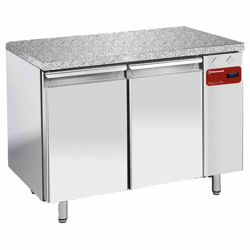 Tiefkühltisch mit Granitplatte , 2 Türen , Bäckernorm 600x400 , Zentralgekühlt, TPS2B/HG