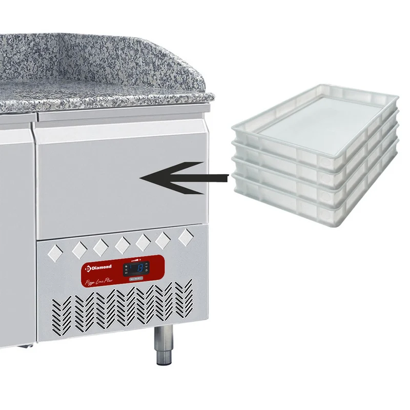 Kühltisch 2 Türen 600x400, 1 neutrale Schubladen (4x Behälter 600x400) - TP23/P9