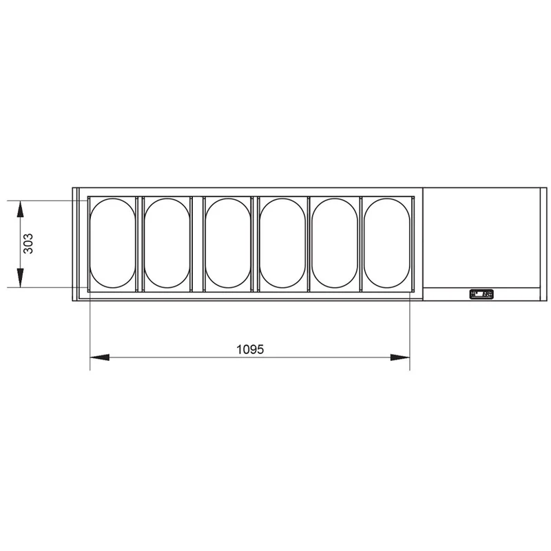 Professioneller Kühltisch mit Kühlaufsatz , Edelstahl , 1610 mm Breite, TP23/P9_SY160G/PP9