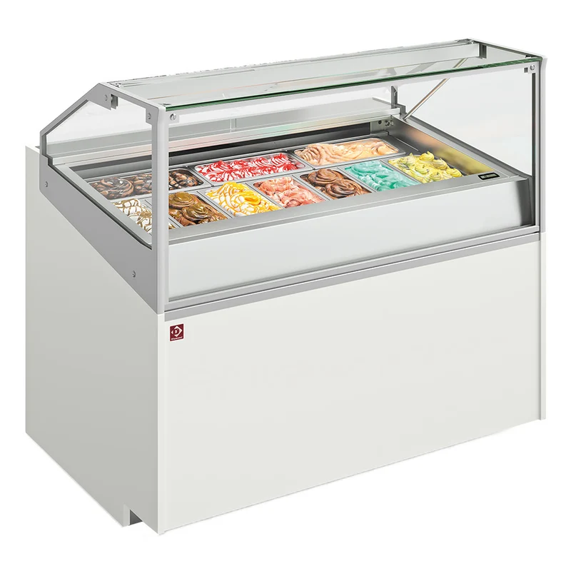 Eisvitrine für 13 Eissorten , 165 cm breit , Umluftkühlung, TORO17-V11