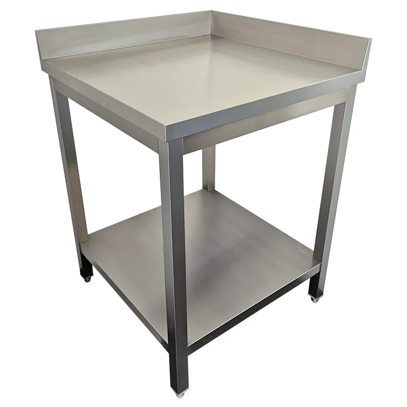 Eck-Arbeitstisch Edelstahl , 70 x 70 cm , mit Grundboden, TL771/C-D