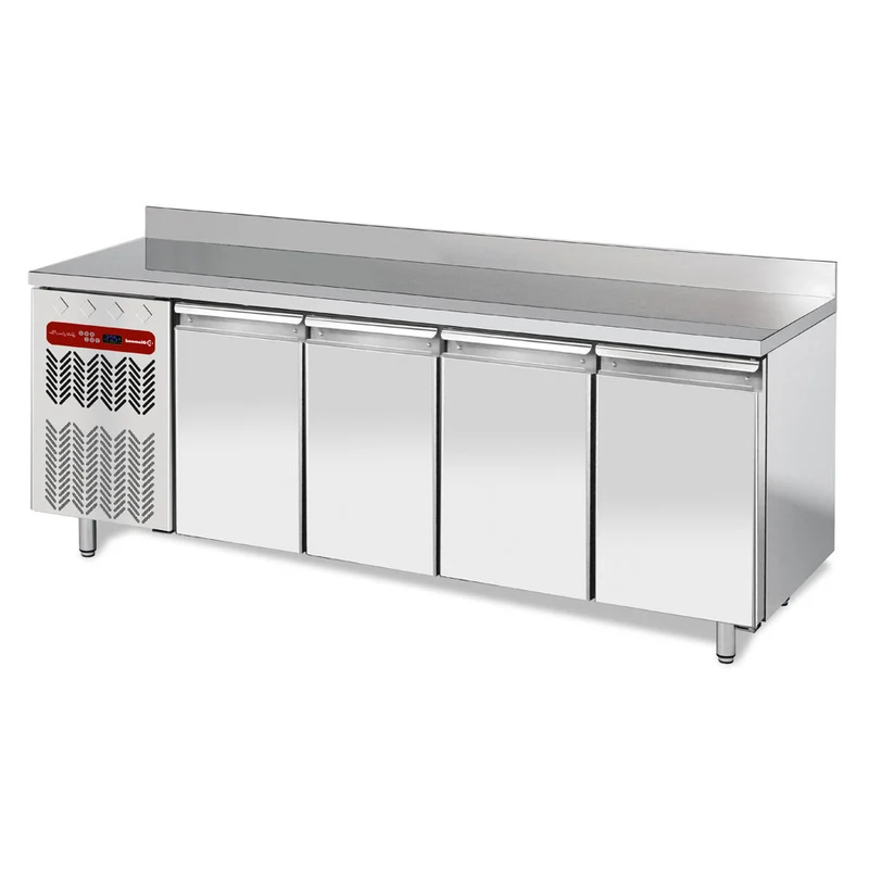 Kühltisch Edelstahl 4-türig GN 1/1, 550 L, mit Aufkantung, TG4N/HAGX-R2