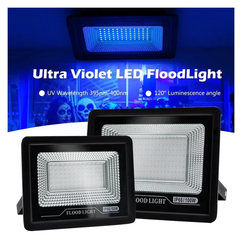Heavy Duty Led Uv Floodlight And Black Light With Ip66 Waterproof Housing For Parties Stages And Gardens Featuring Badass Uv Output 50W 100W 150W Options For Straight Fire Ambient Glow That Goes Hard In Any Weather