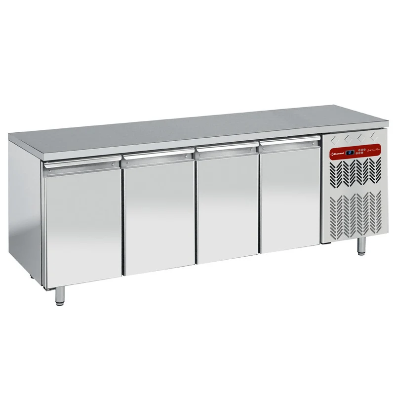 Profi Kühltisch mit 4 Türen, Edelstahl, für GN 1/2 Behälter, TG4N/H-R2_4XK1/2-H
