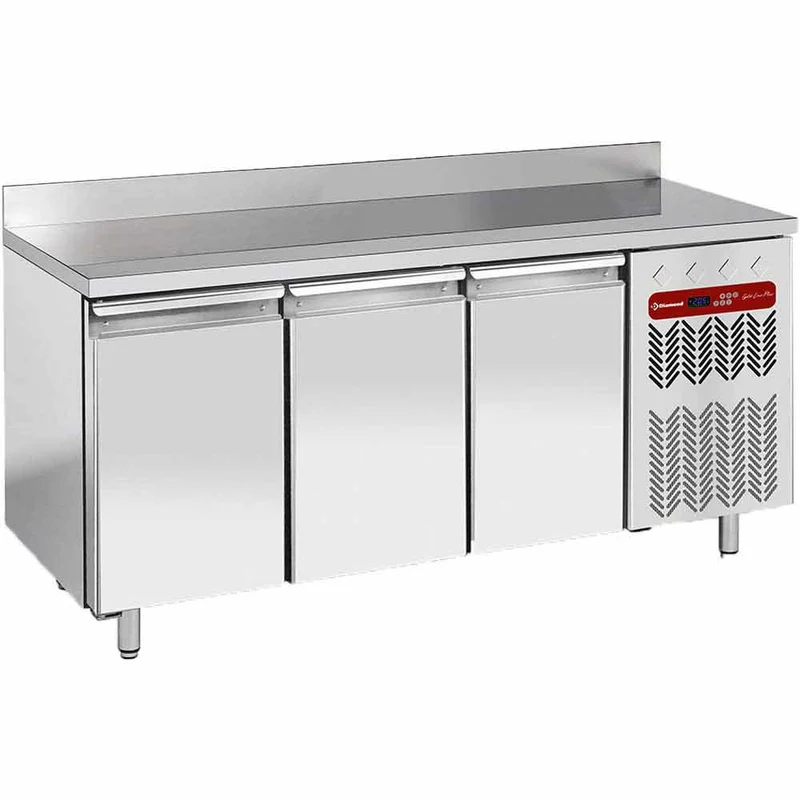 Gastro-Kühltisch mit 3 Türen und Aufkantung, 405 L, GN 1/1, TG3N/HA-R2