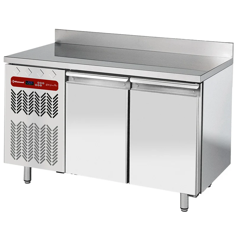 Profi Edelstahl-Kühltisch mit Aufkantung, 2 Türen GN 1/1, 260 L, TG2N/HAGX-R2