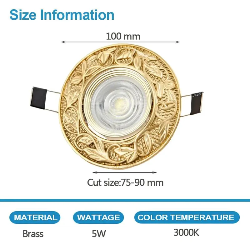 Killer Vintage Vibes Brass Led Recessed Downlights 5W Ultra Slender Round Ceiling Lights with Dead Simple Housing Flat Baffle Trim Kit Sweet Gold Accent for Tight Ceilings and Interior Design