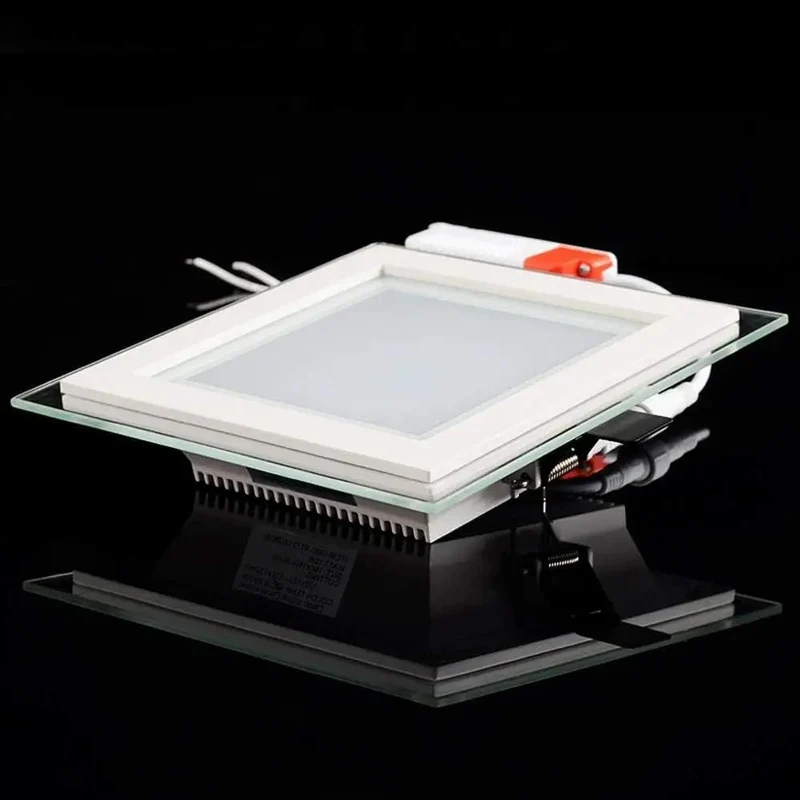 Buttery Smooth Ultra Slim Square Retrofit Recessed LED Downlight Trim Kit With Glass Panel For Easy Ceiling Installation Super Bright 6000K Cool White Heavy Duty Lighting For Kitchens Bathrooms And Home Offices Straight Up Vibe Upgrade