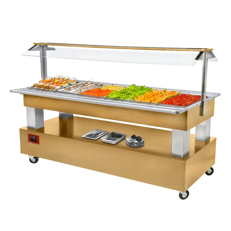 Professionelles Kühlbuffet , 6x GN 1/1 , Holzdekor Helle Eiche, BSB/6N-D1-R2