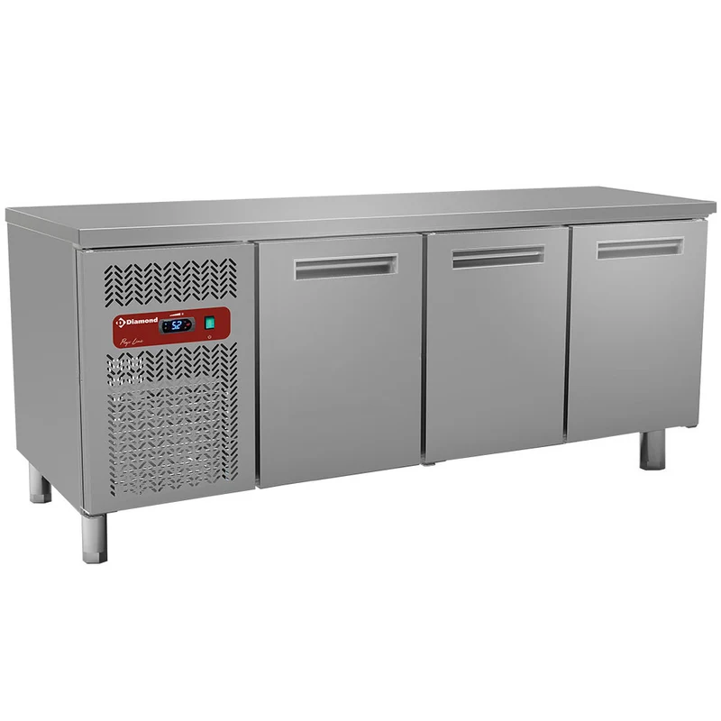 Gastro-Kühltisch , 3-türig mit Umluftkühlung , 202 cm breit, 395 L, BMIV20/R2