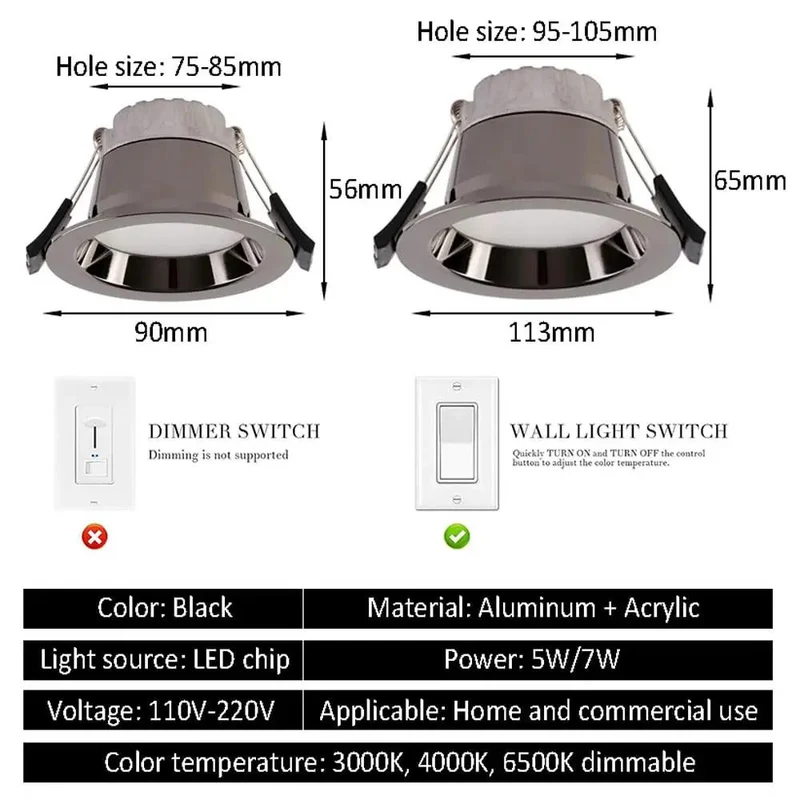 12 Pack Led Recessed Lights 5W And 7W Ultra Thin Downlight Crafted For Zero Hassle Flush Mount Install 3.5 In And 4.4 In Dimmable Round Aluminum Can Light No Flicker Sweet Ambient Glow For Home