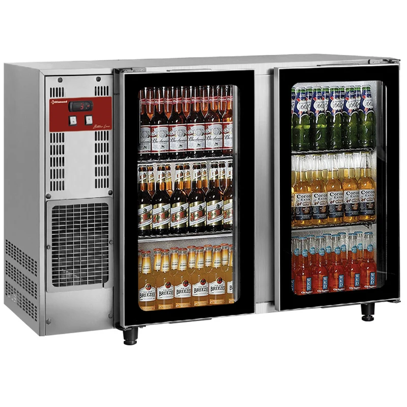 Barkühlschrank doppeltürig , 375 Liter , Edelstahl-Ausführung, TAVX/2G-R2