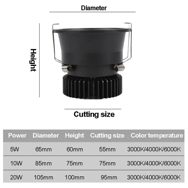 Ultra Slick 4 Pack Round Recessed Ceiling Lights Baffle Trim LED Downlights Anti Glare COB Black Aluminum Home Glow Up Energy Saving Top Shelf 3000K To 6000K Quick Install Retrofit Kit
