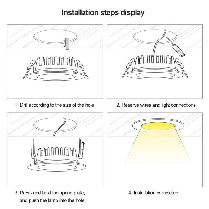 Ultra Slick 4 Pack Round Recessed Ceiling Lights Baffle Trim LED Downlights Anti Glare COB Black Aluminum Home Glow Up Energy Saving Top Shelf 3000K To 6000K Quick Install Retrofit Kit