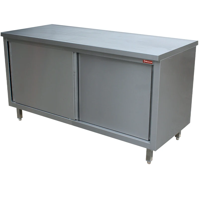 Edelstahl Arbeitsschrank mit Schiebetüren , 200 cm breit, TA207/B