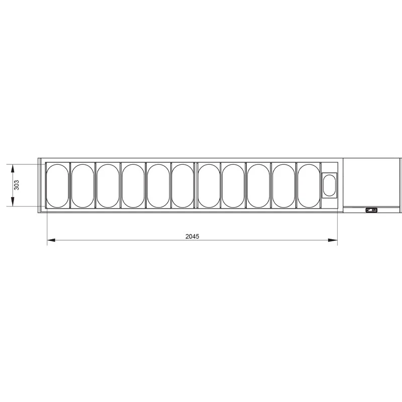 Kühlaufsatzvitrine für 11x GN 1/3 & 1x GN 1/9 , Edelstahl , 2560 mm, SY249G/PP9