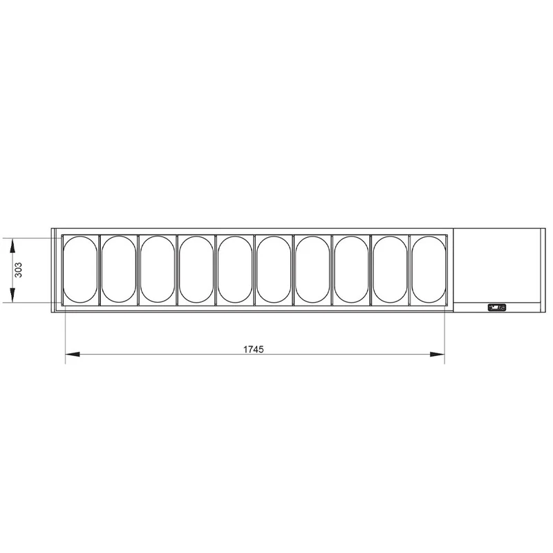 Kühlaufsatzvitrine für 10 x GN 1/3 Behälter , Edelstahl, SY219G/CP9