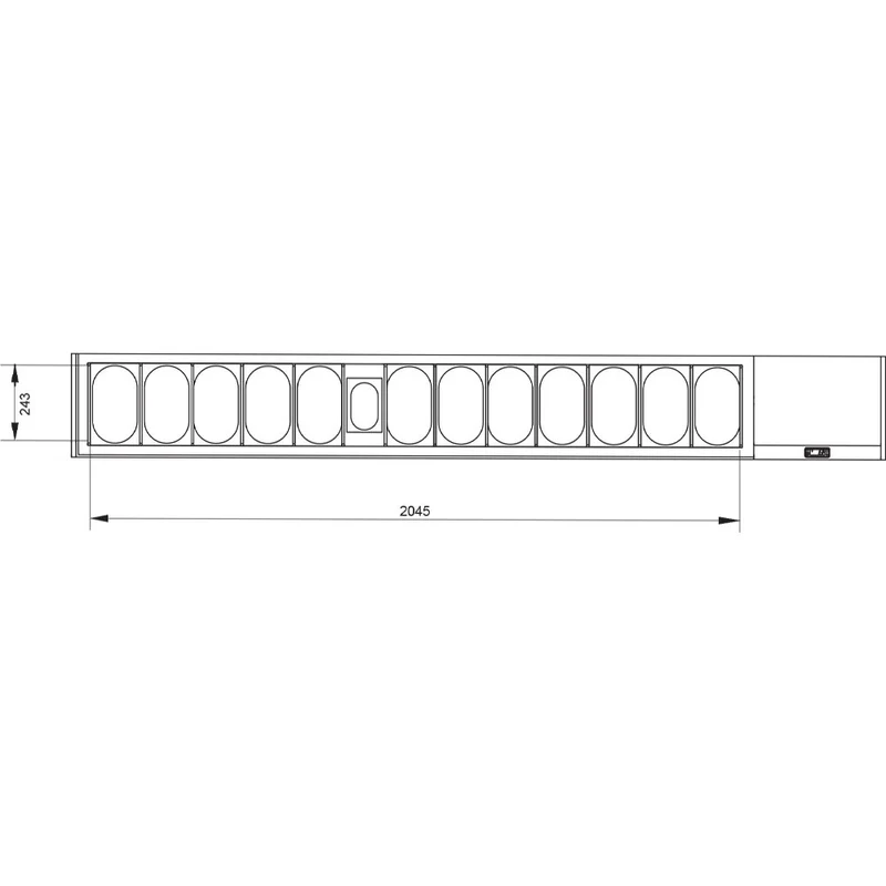 Kühlaufsatzvitrine für GN-Behälter , 256 cm , gerader Glasaufbau, SX249G/PP9