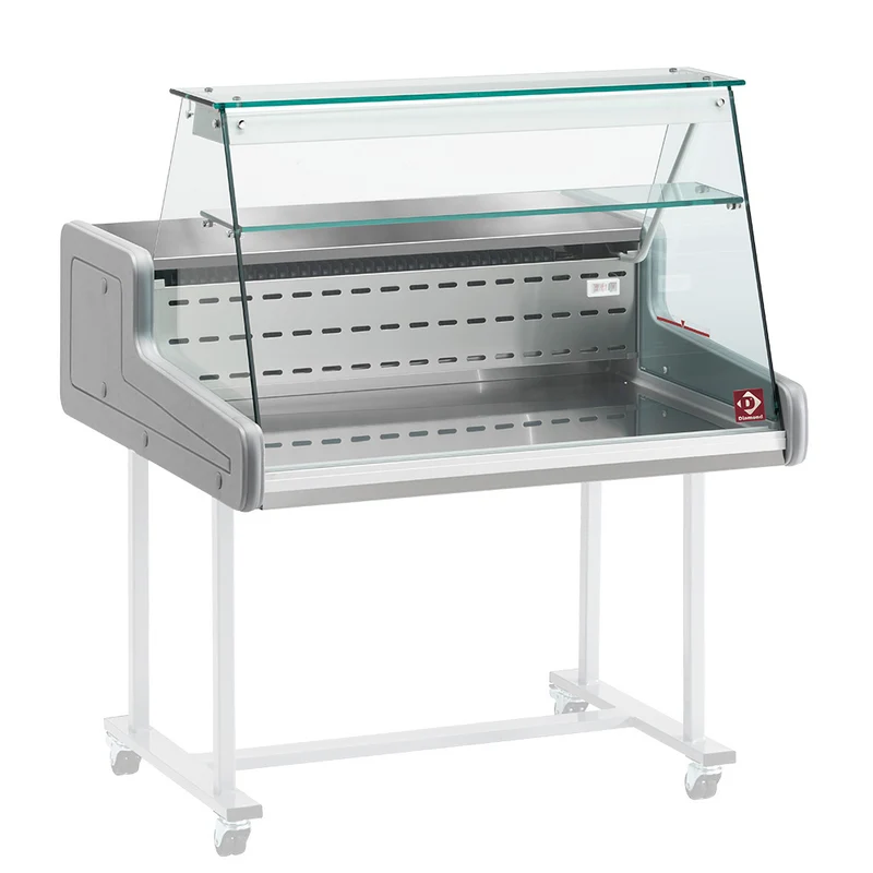 Aufsatzkühlvitrine 150 cm , Statische Kühlung & LED , Edelstahl, SUP15-ZD/R2