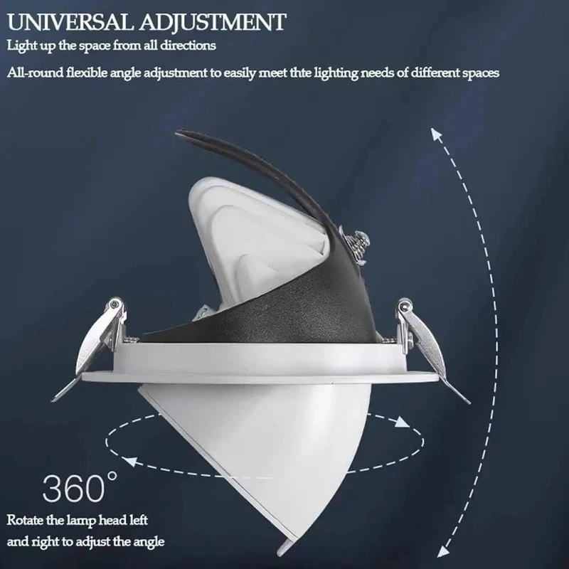 Premium 30W LED Gimbal Downlight Recessed Ceiling Fixture Adjustable Directional Spotlight Beam Full Dimming Control True Color Modes Rock Solid Aluminum Construction Smooth Gimbal Tracking For Garage Studio And Fresh Modern Vibe Setup