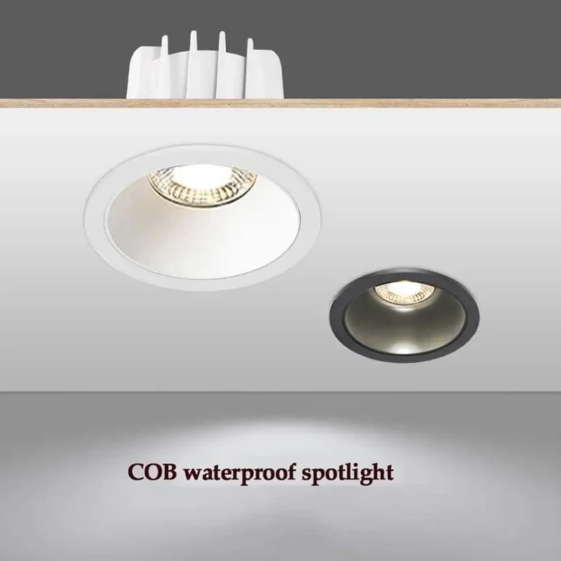 Slick 3.1 Inch Black Round Baffle Trim, Built Tough 2 Pack LED Recessed Downlight Retrofit Kit, 7W 10W 12W Cool White Ceiling Lights, IP65 Waterproof For A Major Room Glow Up