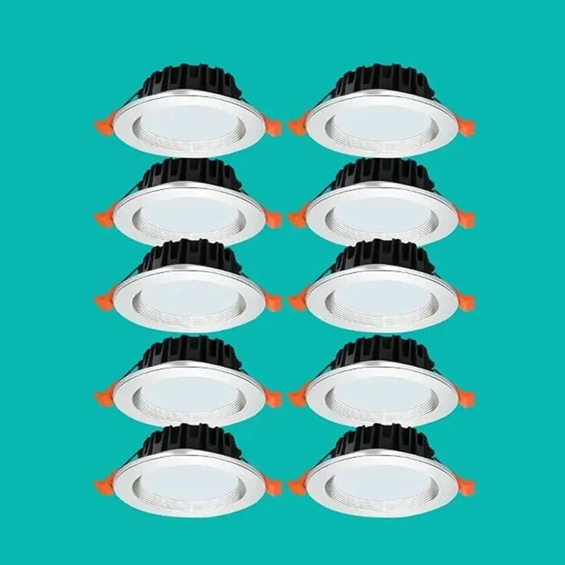 Heavy Duty Recessed Lighting Trim Kit 10 Pack Led Downlights Aluminum Spotlight Easy Retrofit Ceiling Install Dimmable Hella Bright Smooth Flush Finish Housing