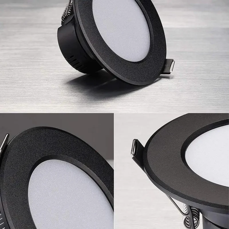 Black Aluminium Recessed Lighting Retrofit Downlights Integrated Grille Ceiling Trim Kit Sleek LED Panel Spotlight Warm White Glow Dimmable Quick Swap Design Adds Major Wow Factor To Rooms