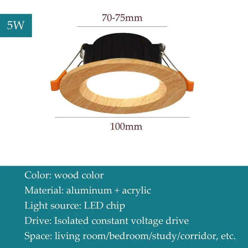 11 Pack Wood Grain Round Recessed LED Downlights Retrofit Kit 5W 7W Aluminum Baffle Trim Warm White 3000K For Home And Commercial Rooms Adding A Dope Natural Touch With A Slick Non Peeling Finish