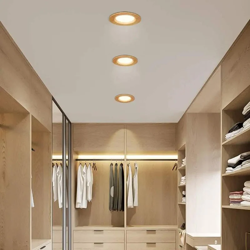 11 Pack Wood Grain Round Recessed LED Downlights Retrofit Kit 5W 7W Aluminum Baffle Trim Warm White 3000K For Home And Commercial Rooms Adding A Dope Natural Touch With A Slick Non Peeling Finish