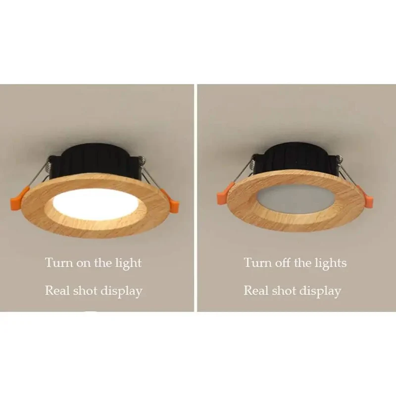 11 Pack Wood Grain Round Recessed LED Downlights Retrofit Kit 5W 7W Aluminum Baffle Trim Warm White 3000K For Home And Commercial Rooms Adding A Dope Natural Touch With A Slick Non Peeling Finish