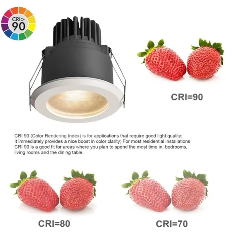 3.5 Inch Led Recessed Downlight Anti Glare Ip65 Waterproof Ceiling Light Cri90 Plus Rock Solid Aluminum Trim Kit 10W 3Cct Switchable 6000 Kelvin Wet Location Bathroom Housing