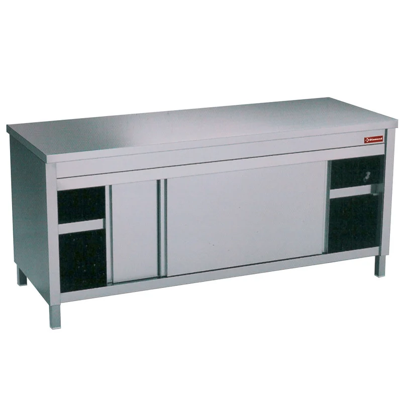 Profi Edelstahl-Arbeitsschrank , 120 cm breit , 2 Schiebetüren, TA127/U