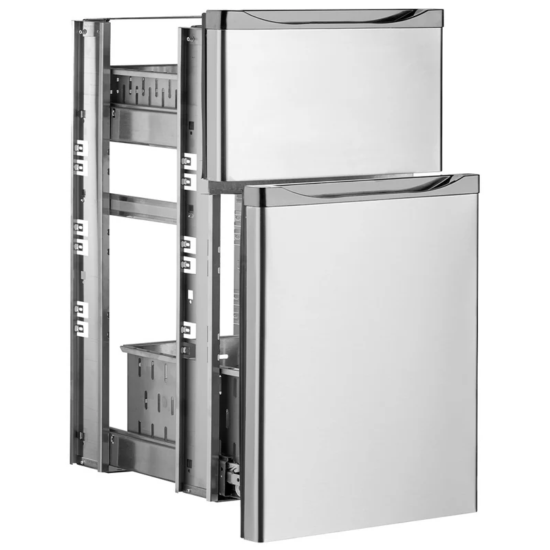 Profi Schubladenelement aus Edelstahl , 2 Auszüge (1/3 + 2/3), T2/3-X