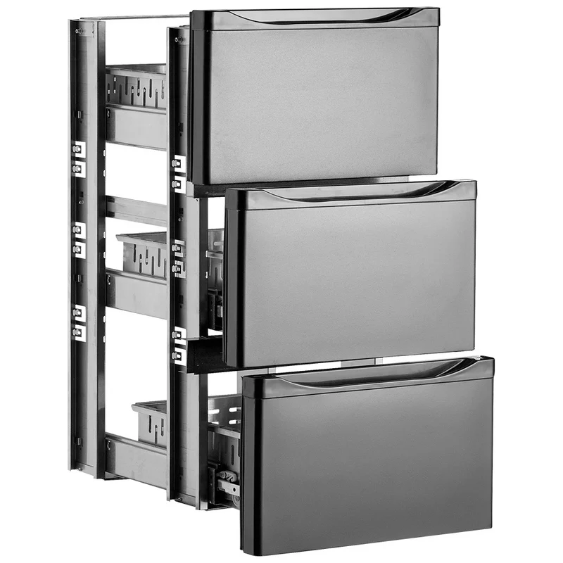 Schubladenblock für Flaschen , 3 Auszüge , Edelstahl CNS 18/10, T1/3-T