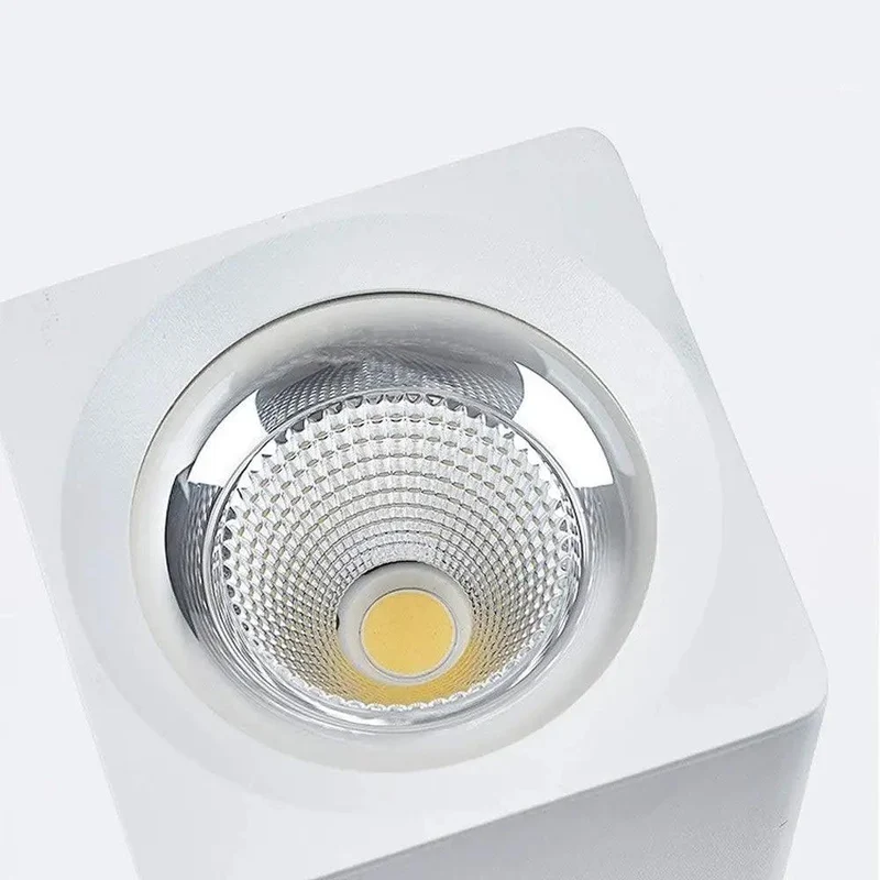 Slick White Square COB Recessed Lighting Trim Kit 30W Downlight Retrofit Ceiling Spotlight Aluminum Fixture 3000K Warm Light Smooth Install Dimmable For Home Kitchen Bath Hallway