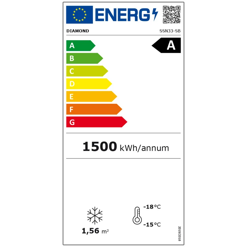 Tiefkühlschrank 221L , 7 feste Ebenen , LED , Schwarz, SSN33-SB