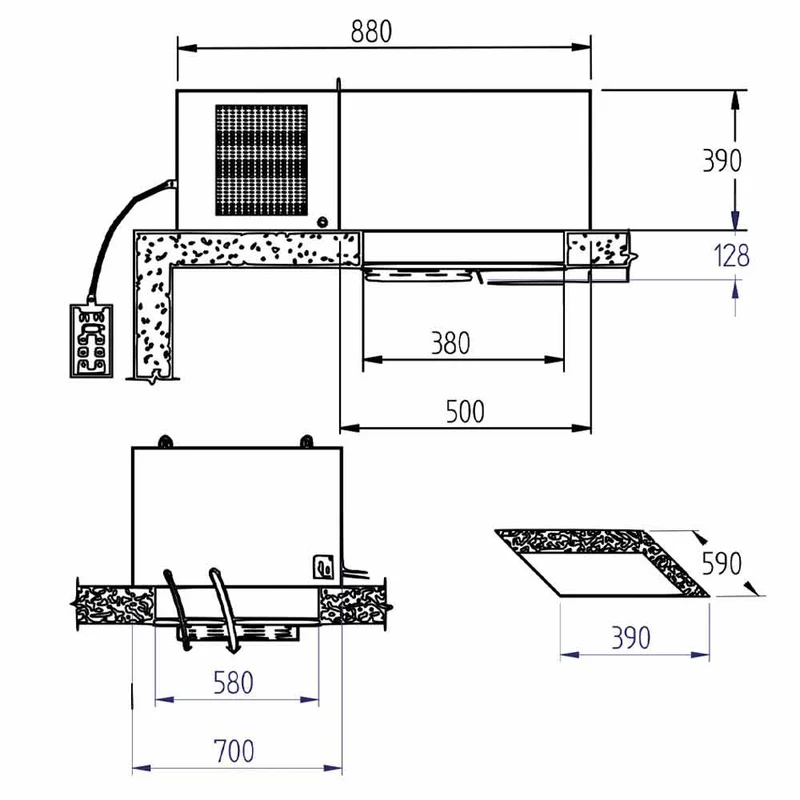 Deckenkühlaggregat für Kühlräume bis 10 m³ (-5 °C / +5 °C), SP75M-2G-R2