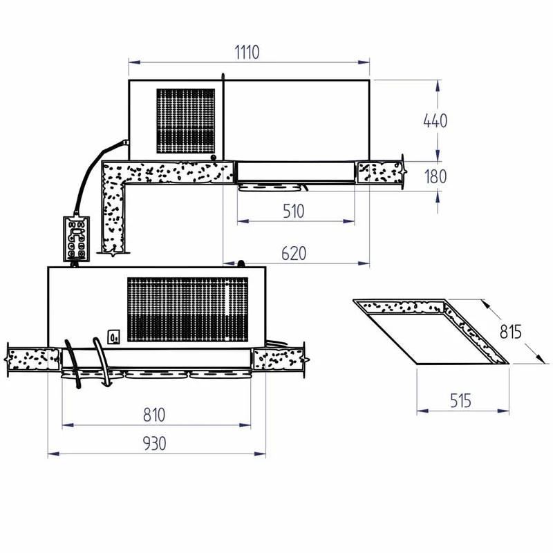 Huckepack Kühlaggregat für Deckenmontage , -5 bis +5 °C Normalkühlung, SP200T-4M-R2