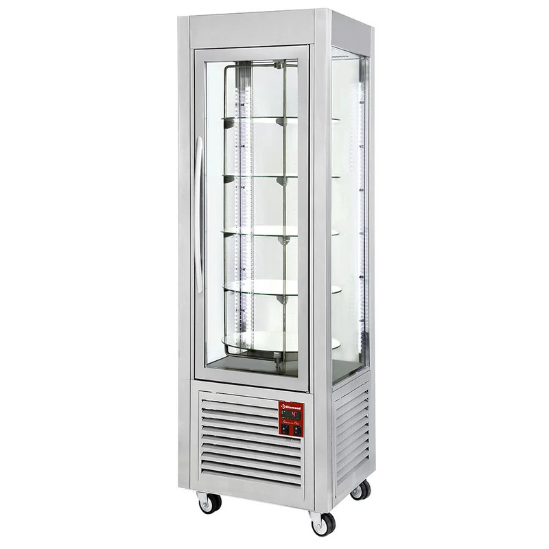 Runde Kuchenvitrine mit 5 drehbaren Glasböden , 360 Liter , Umluftkühlung, SNE/RN-A5-R2