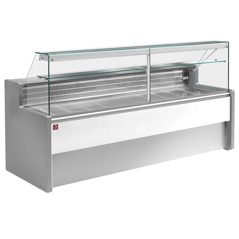 Kühltheke mit gerader Scheibe 90 Grad, inkl. Reservefach - GRAU/WEISS - RO25/E8-R2