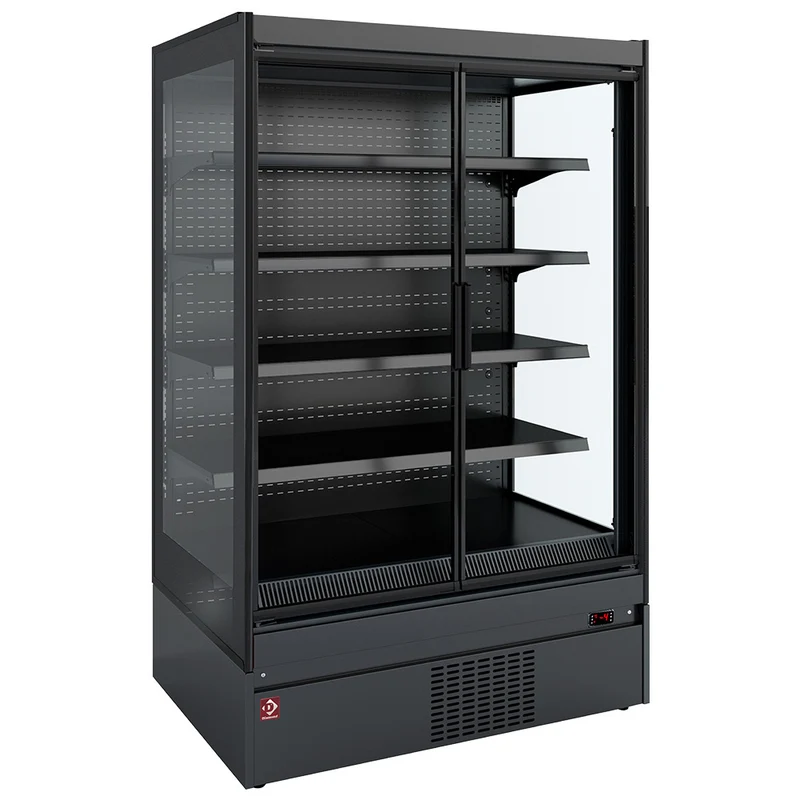SB-Wandkühlregal mit 3 Panorama-Glastüren , 198 cm breit , Schwarz, SCM20-C5