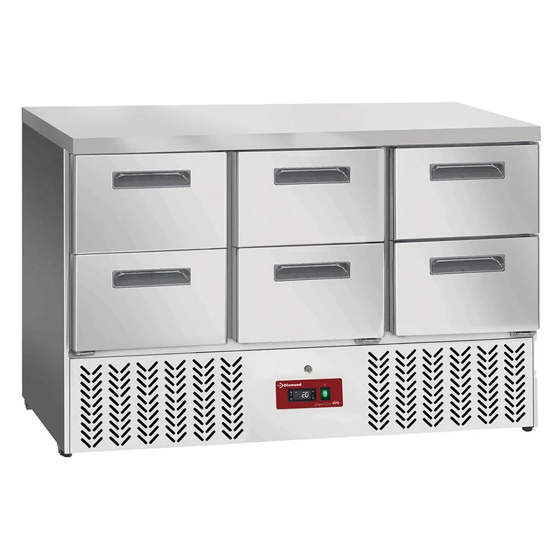 Profi Kühltisch mit 6 Schubladen GN 1/1 , Edelstahl, SA36/C6