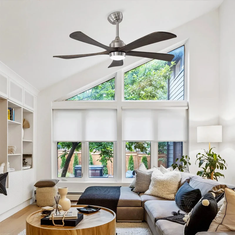 Top Tier 52 Inch Ceiling Fan Crafted With Heavy Duty Solid Wood Blades Built In LED Light And Wireless Remote Quiet Brushless Motor Pulls Reversible Airflow Fast Sets Up In Minutes Keeps Your Space Cool As Ice Year Round