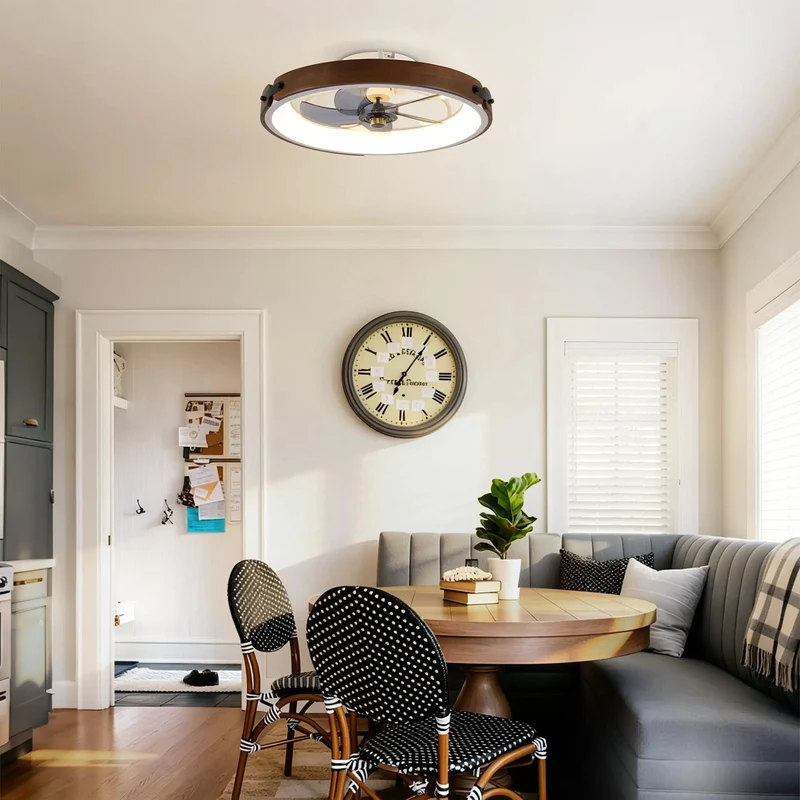 Top Pick 20 Inch Low Profile Ceiling Fan With Bright LED Light And Handheld Remote Flush Mount Quiet DC Motor Six Speeds Dimmable Warm To Cool White Walnut Blades For Cozy Bedroom And Modern Living Room Vibes