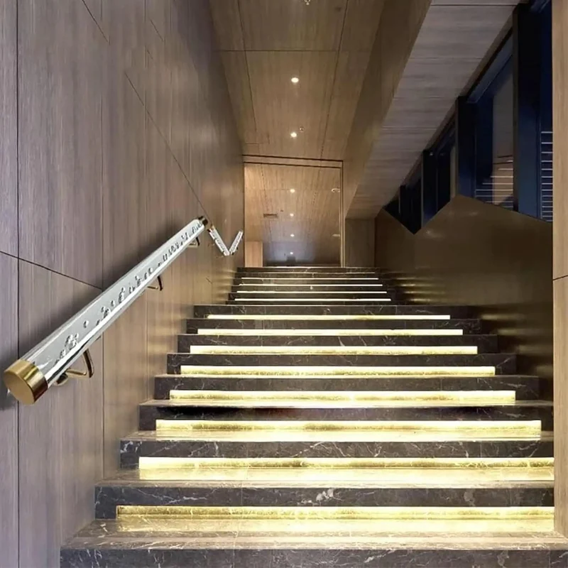 Built Tough Clear Acrylic Stair Handrail With Heavy Duty Stainless Brackets Non Slip Safety Grip Ultra Smooth Finishing For Home Indoor Hallway Porch Deck And Upper Landing